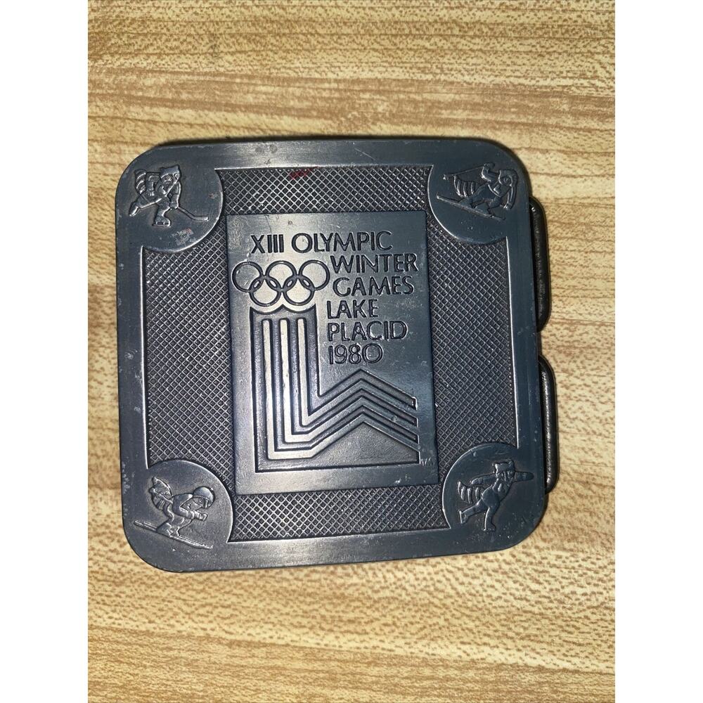 1980 Lake Placid Winter Olympics Square Belt Buckle 2.5” X 2.5”